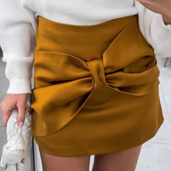 Zara | ZW COLLECTION SATIN BOW SKIRT - Picture 13 of 16